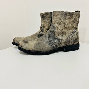 Bed Stu Men's Size 12 Rustic Grey Leather Ankle Chelsea MotorcycleBoots Zipper
